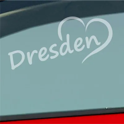 Produktbild von Auto Aufkleber Dresden Herz Stadt City Liebe Love Heimat 18x8 cm Milchglas Sticker Heckscheibenaufkleber