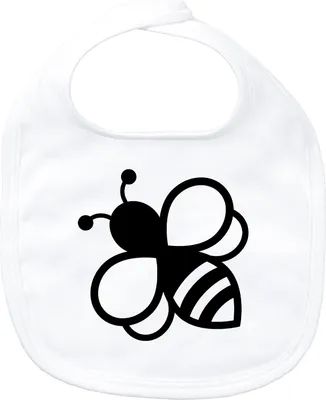 Produktbild von Huuraa Baby Lätzchen Biene Silhouette White Klettverschluss  Baumwolle Latz Geschenkidee
