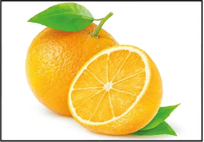 Produktbild von Wallario Wandbild Saftige Orangen vor weißem Hintergrund, Größe: 70,30 x 100,30 cm, Poster mit schwarzem Aluminiumrahmen