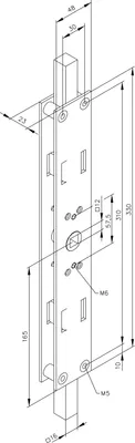 Produktbild von Tortreibriegel mit Totpunktstellung, links, Kasten 330 x 48 x 23 mm, verzinkt