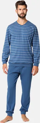 Produktbild von Ladeheid Herren Schlafanzug Zweiteiler Langarm Pyjama lang bunt aus Baumwolle LA40-220 (Norden Weiß, L)
