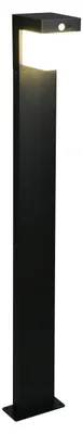 Image de LED, lampe solaire d'extérieur, noire, capteur, fonctionnement sur batterie, H 100 cm