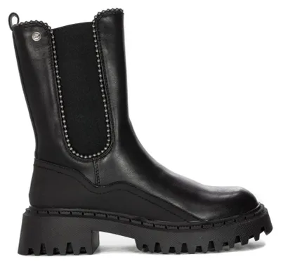 Produktbild von DBT400922BK Schuhe Schwarz warm gefüttert mit Reißverschluss und elastischem Band, 2,5 cm Plateau, 4,5 cm Absatz, Weite G