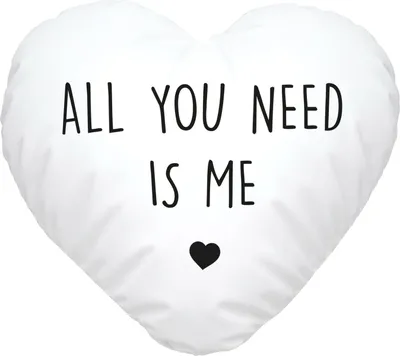Produktbild von Herz-Kissen Spruch All you need is me romantisches Liebes-Geschenk Kissenbezug inkl. Füllung SpecialMe® weiß Herz-Kissen