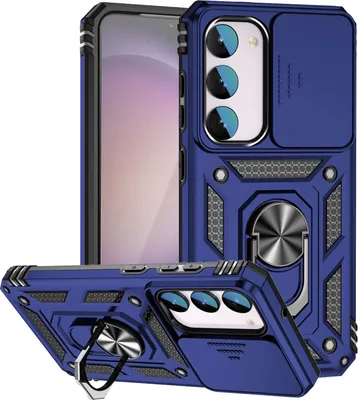 Produktbild von Galaxy S23 FE Hülle mit Schiebe Kamera Schutz und Ringhalter Ständer Schutzhülle für Samsung Galaxy S23 FE Blau