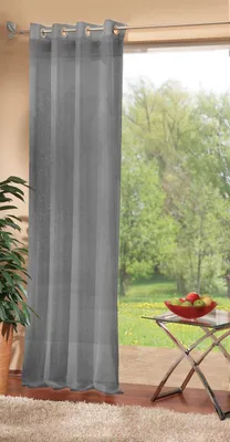 Voile Gardine mit Ösen, Uni, 245x140 cm, Grau