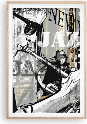 Produktbild von Gerahmtes Poster - Rahmen in heller Eiche - Jazz Musik Musiker - 61x91,5 cm - Wand Bild - Wanddeko - Wandbilder - Wandposter - Bilderrahmen - Bilder - Kunstdruck - Wandbild - P2NPA61x91-3792