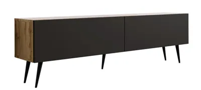 Image de MEUBLE TV : Chêne Wotan /Noir mat, Pieds noirs, 170 x 52 x 32 cm