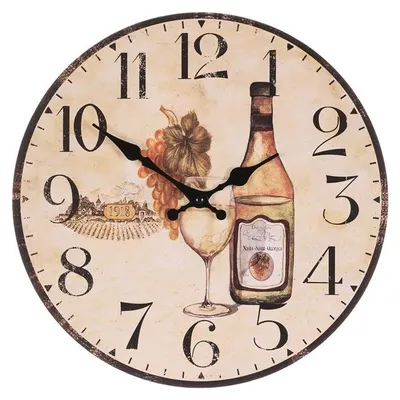 Productafbeelding van Wandklok Autronic Wandklok-diameter 34 cm-MDF-wijnwit (HA1657)