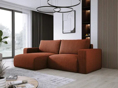 Obrázek produktu pro DomoHome Univerzální rohová sedačka s funkcí spaní a lůžkem Měkká tkanina Flexibilní nastavitelné levé rozložení Plocha na spaní: 205x125cm Rozměr: 247x143x83cm Barva: hnědá