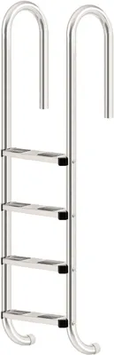Produktbild von Edelstahl Poolleiter mit 4 Stufen | 50 x 26,5 x 157 cm - Silber | mit Rutschsicherung | Leiter für Schwimmbad und Pool