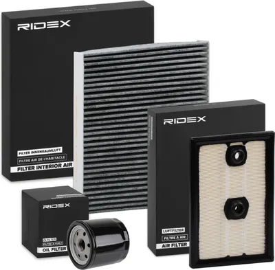 Produktbild von RIDEX Filterset Inspektionspaket Filtersatz für VW Golf VII Schrägheck (5G1, BQ1, BE1, BE2) Passat Variant (3G5, CB5) TIGUAN (5N) Golf VII Variant