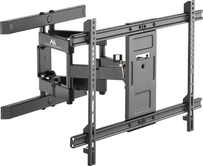 A black metal TV wall mount is shown against a white background.