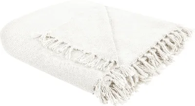 Produktbild von BELIANI Tagesdecke Cremeweiß 240 x 220 cm mit Fransen Handgewebt Modern für Sofa Bett Schlafzimmer Wohnzimmer