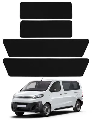 Productafbeelding van 4 vloermatten van fluweel, zwart, voor Citroën Jumpy, modeljaren 2016-2023
