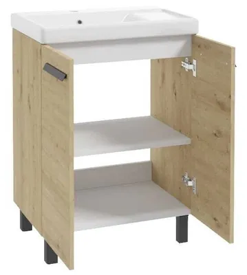 Image de Meuble de salle de bain avec vasque avec bonde 80x60cm Chêne artisan Bonita