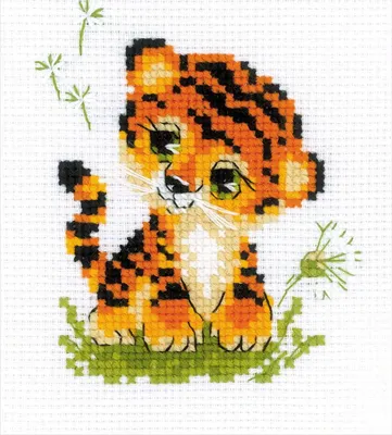 Productafbeelding van Riolis kruisstik set "Tigerbaby", Aida 10 ct, telpatroon, 13x16 cm