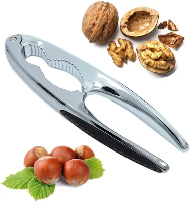 Produktbild von Nussknacker aus Metall mit rutschfesten Gummigriffen, robust für Pekannüsse, Paranüsse und Meeresfrüchte