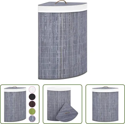 Obrázek produktu pro The Living Store Rohový koš na prádlo Bamboo Grey 60 L