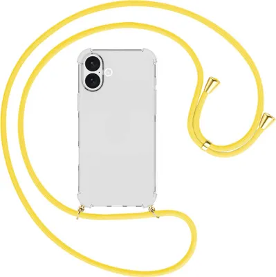 Produktbild von Handykette Backcover-Schutzhülle mit Band (Metall goldfarben) für iPhone 16 Plus - gelb