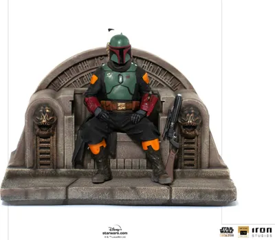 Zdjęcie produktu dla Iron Studios Star Wars The Mandalorian Deluxe Art Scale Statue 1/10 Boba Fett na tronie 18 cm IS12809