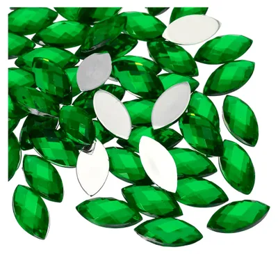 Produktbild von 50 Stück Navette-Strasssteine Grün, 15 x 7 mm, Glitzersteine für Bastelarbeiten und DIY-Projekte