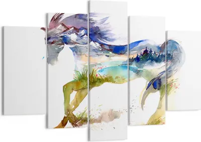 Produktbild von Bild auf Leinwand - Leinwandbild - Pferd Natur arabien ethnische - 150x100cm - Wand Bild - Wanddeko - Leinwanddruck - Bilder - Kunstdruck - Leinwand bilder - Wandkunst - EA150x100-3048