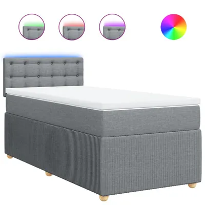 Produktbild von Boxspringbett mit Matratze Hellgrau 90x200 cm Stoff
