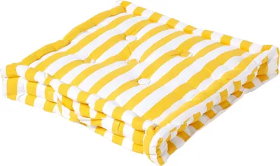 Produktbild von HOMESCAPES Sitzkissen Breite Streifen gelb 50 x 50 x 10 cm