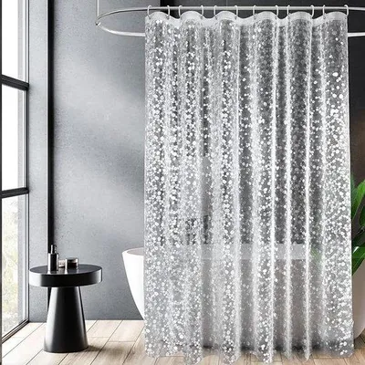 Produktbild von Duschvorhang - Durchsichtig - Wasserfest EVA - Antibakteriell und Schimmelresistent - 180x210 cm - Mit 12 Ringen und Gewichtsmagnet
