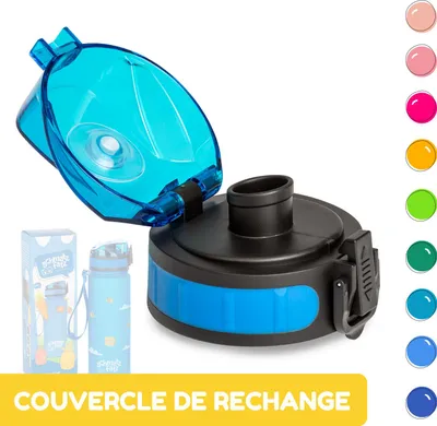 Image de Schmatzfatz Bouchon de Remplacement pour Gourde Sport, Couvercle d'Ouverture pour Bouteille d'Eau, Gourdes Adulte, Homme, Femme et Enfant, Gourde Sans BPA, Water Bottle Etanche, Anti Fuite, Bleu
