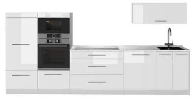 Productafbeelding van Complete keukeneenheid Vicco Fame-Line Wit Hoogglans/Wit 340 cm zonder werkblad, Model 64471