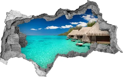 Produktbild von Selbstklebender Loch-3D-Aufkleber 95x73 cm Wasserbungalows