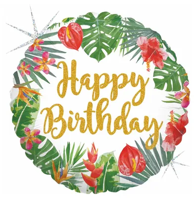 Zdjęcie produktu dla Balon Karaloon Tropical Birthday wykonany z folii powlekanej aluminium