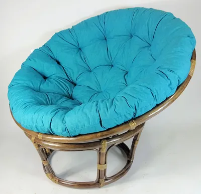 Produktbild von Rattan Papasansessel,Papasan Durchmesser 110 cm, Fb. Dunkelbraun, Polster Uni Living 454 türkis