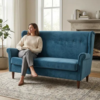 Produktbild von Schlafsofa ARI Royal – mit Bettkasten, Webstoff in Blau, Family Meble, KI-generiertes Bild