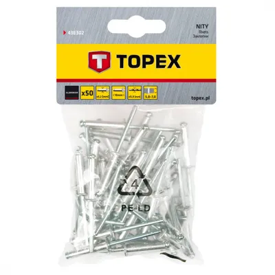 Obrázok produktu pre Hliníkové nity TOPEX 3,2 x 10 mm, 50 ks.