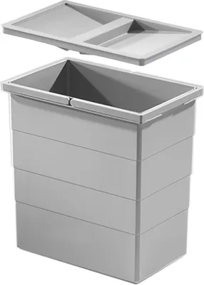 Obrázek produktu pro Vnitřní odpadkový koš Hailo 1076129 s víkem světle šedý 350x226x350 mm 2 madla