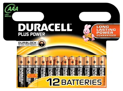 Produktbild von Duracell Plus Power, Einwegbatterie, AAA, Alkali, 1,5 V, 12 Stück(e), Zylindrische