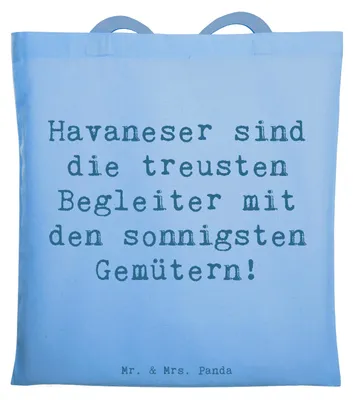 Produktbild von Mr. & Mrs. Panda Tote Bag Spruch Havaneser Begleiter - Sky Blue - Geschenk, freundlich, Laptoptasche, Hunderassen Beschreibung, Familie, Hundeliebhaber, loyal, Tasche