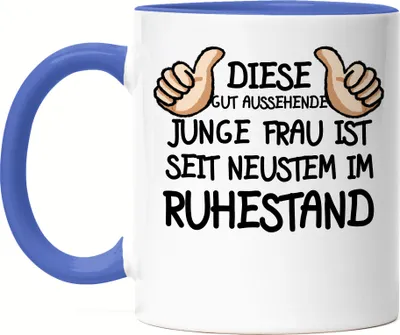 Produktbild von Rentnerin Tasse Blau Rente Lustig Spruch Ruhestand Rentner Pension