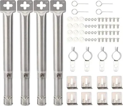 Produktbild von Set mit 4 Edelstahl-Brennerrohren für Gasgrills - verstellbar von 12" bis 17,5"