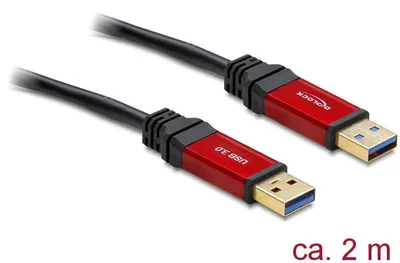 Produktbild von Delock Premium - USB-Kabel - USB Typ A (M) zu USB Typ A (M) - USB 3.0 - 2 m - Schwarz