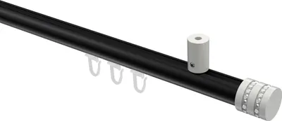 Produktbild von Interdeco Innenlaufstange / Gardinenstange mit Innenlauf Schwarz / Weiß, Typ Sonius Estana (Glitzerkappe) Deckenmontage, 20 mm Ø 1-läufig, 220 cm