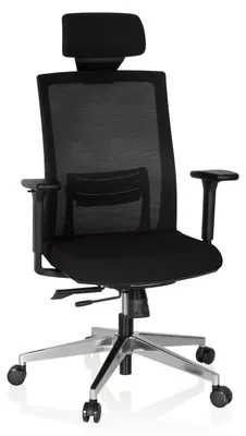 Produktbild von hjh OFFICE Profi Chefsessel CAPTIVA Ergonomischer Bürostuhl mit Armlehnen (höhenverstellbar) Stoff / Netzstoff Drehstuhl für Büro, Zuhause