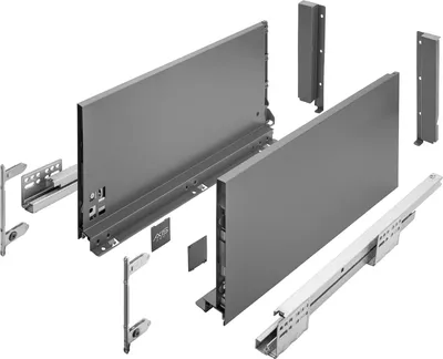 Image de Système de tiroirs GTV AXIS PRO I Jeu de tiroirs à sortie totale et amortisseur intégré I Anthracite I Capacité de charge jusqu'à 40 kg I Fermeture douce I Accès libre I Largeur : 300 mm I Hauteur : 200 mm