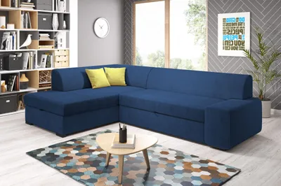 Produktbild von Ecksofa VALTRUDA - blau/gelb, linke Ecke