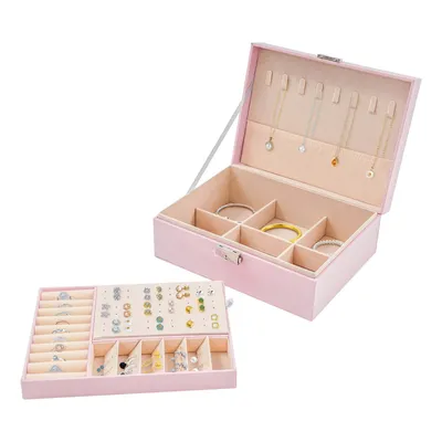 Produktbild von Doppelschicht Schmuckschatulle Schmuckaufbewahrung Aufbewahrungsbox Schmuck Uhren Box Schmuckkoffer