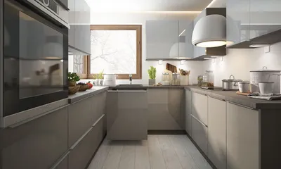 Produktbild von Küchenblock Küchenzeile 270x236x230cm lava / signalweiß - quarzgrau Hochglanz lackiert Einbauküche