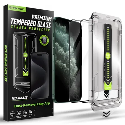 Produktbild von Techsuit – TitanGlass FullCover (2er-Pack) Schutzfolie aus gehärtetem Glas für iPhone XS Max / iPhone 11 Pro Max – schwarz